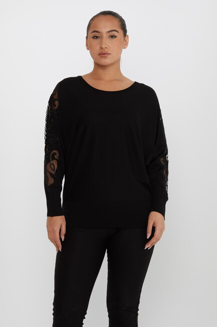 Women's Knitwear Embroidered Black - 30752 | KAZEE - Thumbnail