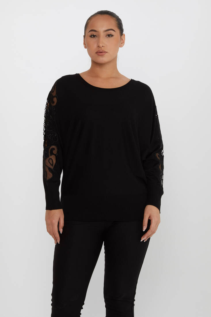 Women's Knitwear Embroidered Black - 30752 | KAZEE