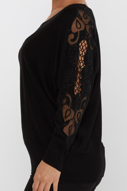 Women's Knitwear Embroidered Black - 30752 | KAZEE - Thumbnail