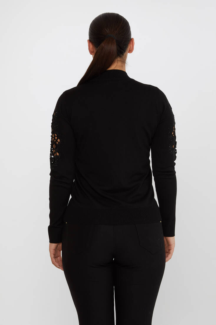 Women's Knitwear Embroidered Detail Black - 31262 | KAZEE