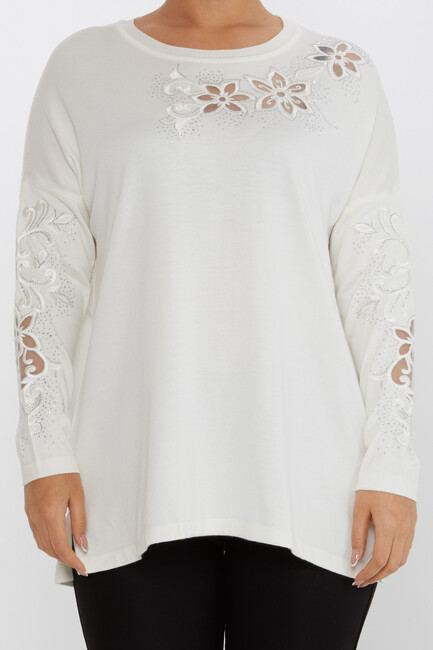 Women's Knitwear Embroidered Ecru - 30527 | KAZEE - Thumbnail