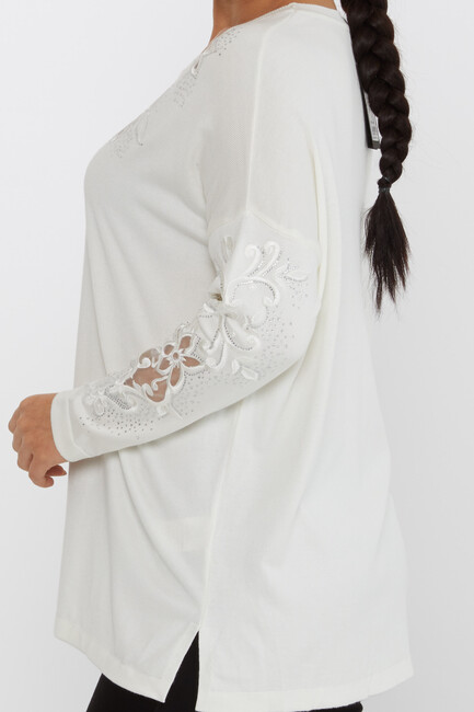 Women's Knitwear Embroidered Ecru - 30527 | KAZEE - Thumbnail