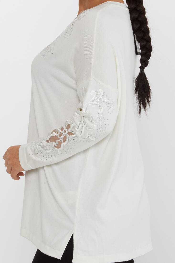 Women's Knitwear Embroidered Ecru - 30527 | KAZEE