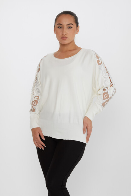 Women's Knitwear Embroidered Ecru - 30752 | KAZEE - Thumbnail