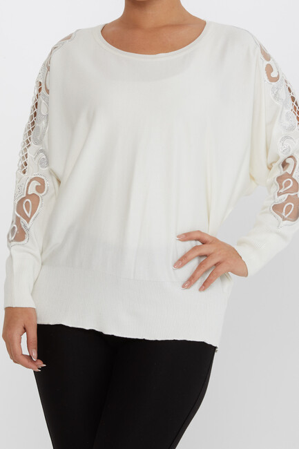 Women's Knitwear Embroidered Ecru - 30752 | KAZEE - Thumbnail