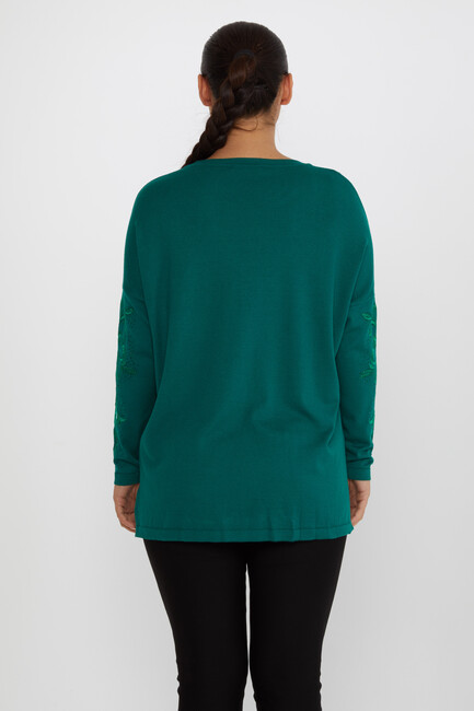 Women's Knitwear Embroidered Emerald - 30527 | KAZEE - Thumbnail