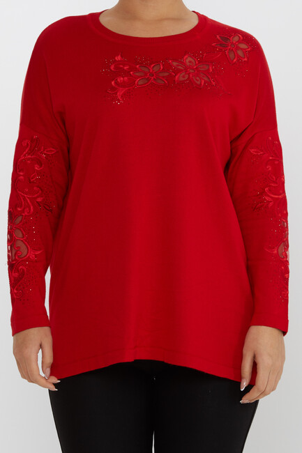 Women's Knitwear Embroidered Red - 30527 | KAZEE - Thumbnail