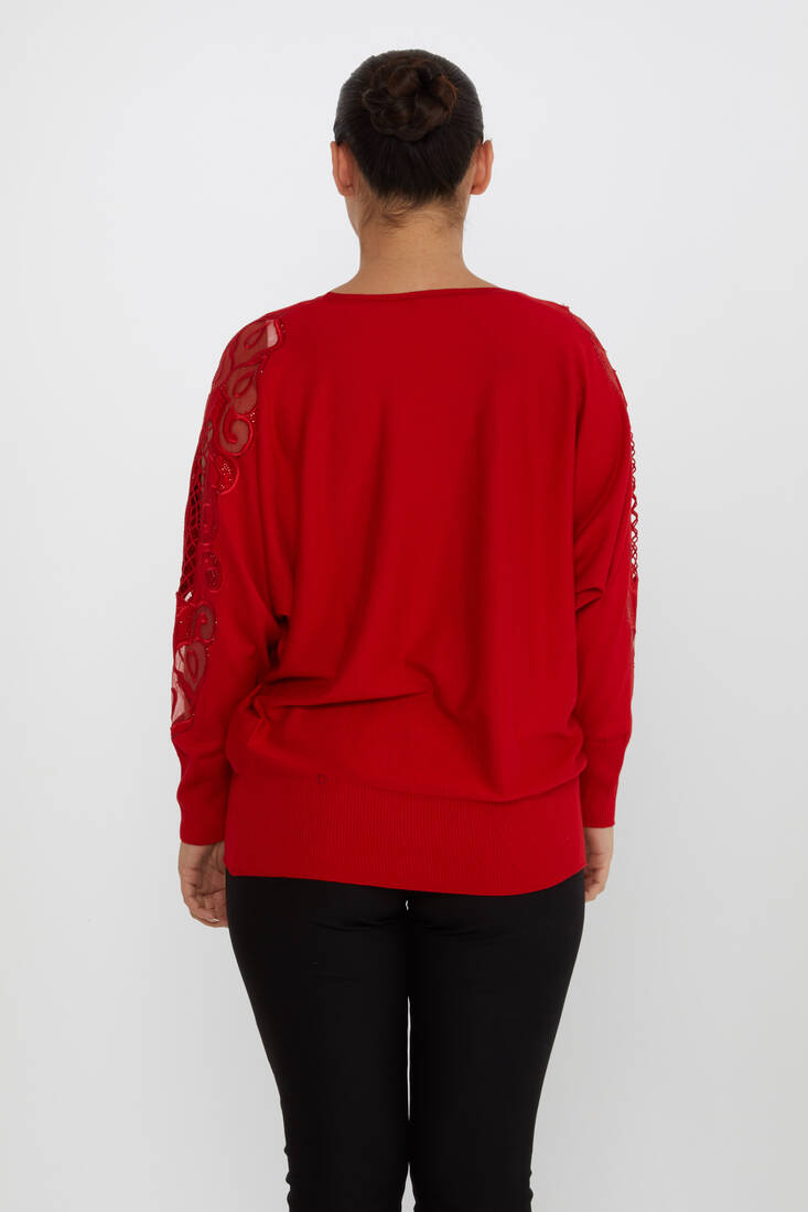 Women's Knitwear Embroidered Red - 30752 | KAZEE