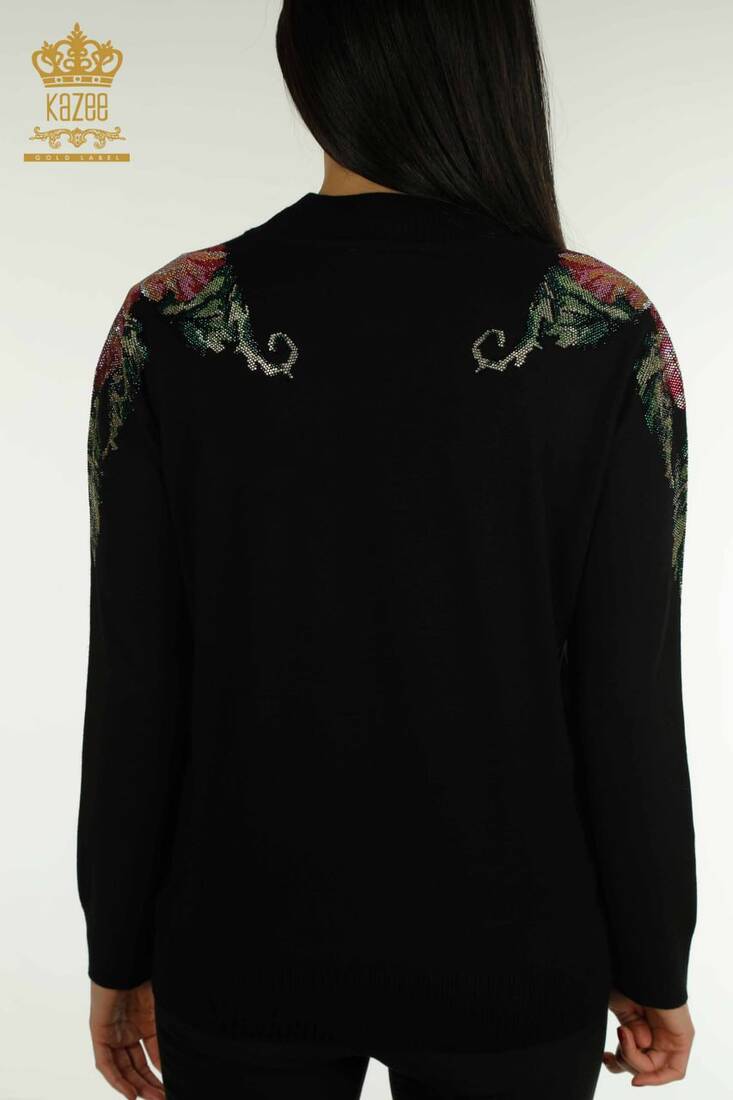 Women's Knitwear Floral Detail Black - 30542 | KAZEE