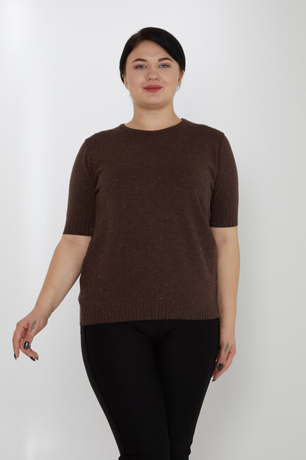 Women's Knitwear Glitter Detailed American Model Brown - 31714 | KAZEE - Thumbnail