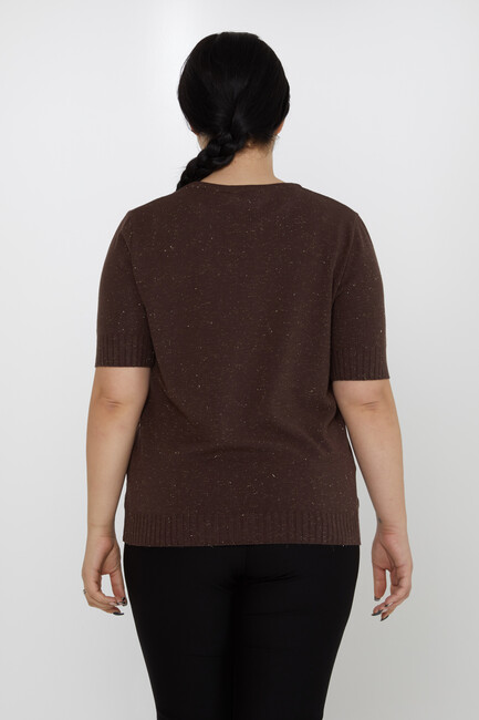 Women's Knitwear Glitter Detailed American Model Brown - 31714 | KAZEE - Thumbnail