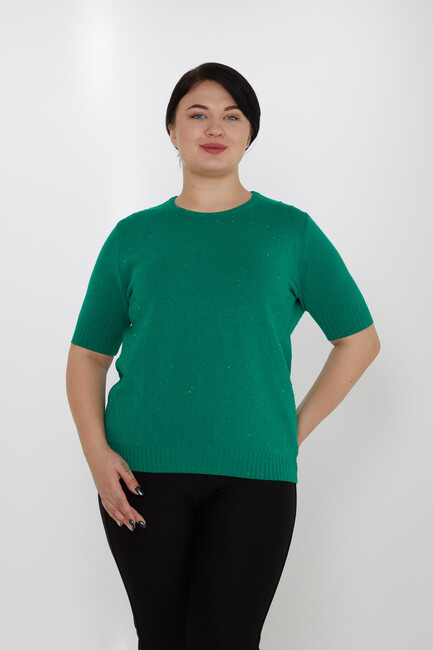 Women's Knitwear Glitter Detailed American Model Green - 31714 | KAZEE - Thumbnail