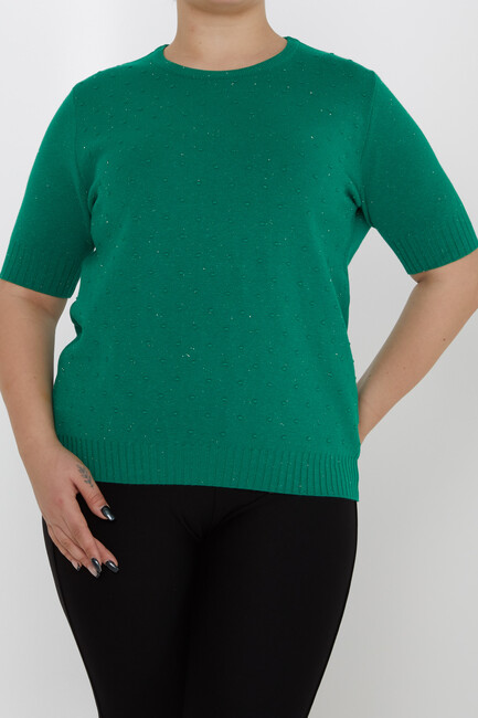 Women's Knitwear Glitter Detailed American Model Green - 31714 | KAZEE - Thumbnail