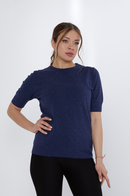 Women's Knitwear Glitter Detail Indigo - 31713 | KAZEE - Thumbnail