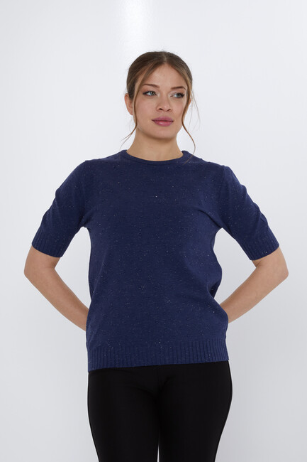 Women's Knitwear Glitter Detail Indigo - 31713 | KAZEE - Thumbnail