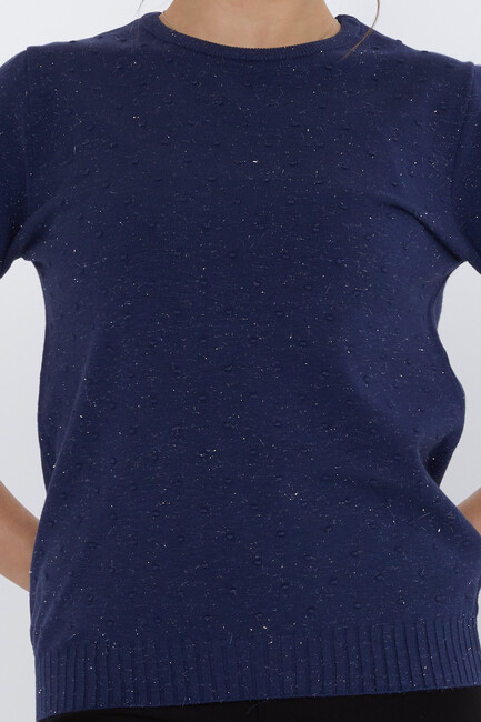 Women's Knitwear Glitter Detail Indigo - 31713 | KAZEE - Thumbnail