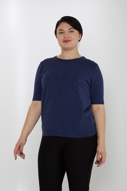 Women's Knitwear Glitter Detailed American Model Navy Blue - 31714 | KAZEE - Thumbnail