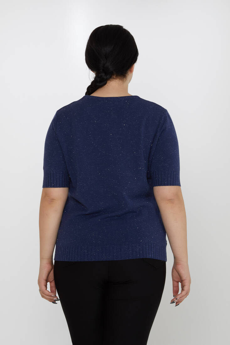 Women's Knitwear Glitter Detailed American Model Navy Blue - 31714 | KAZEE