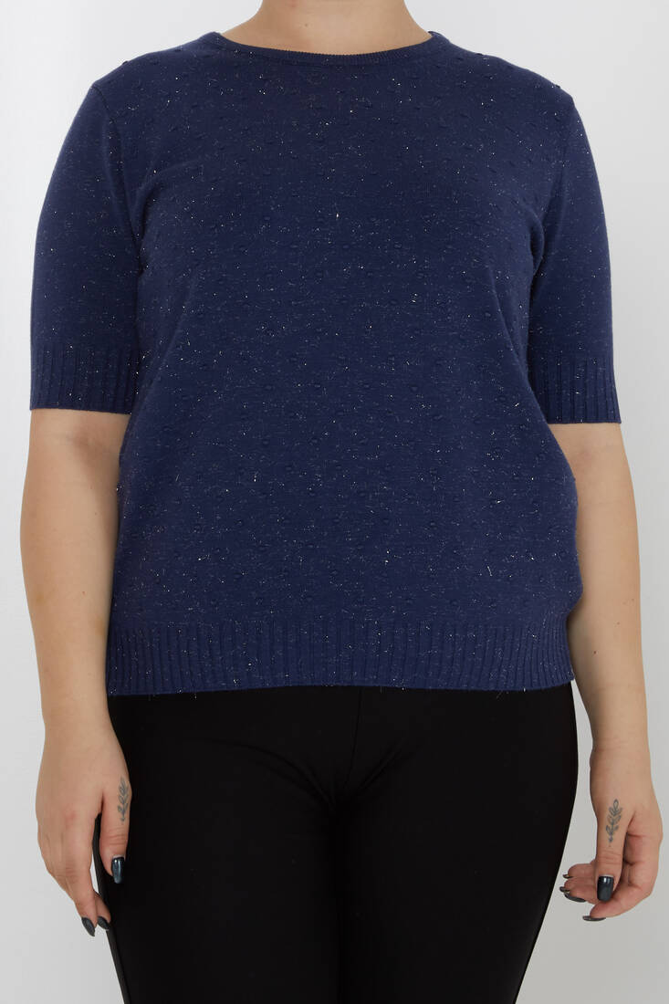 Women's Knitwear Glitter Detailed American Model Navy Blue - 31714 | KAZEE