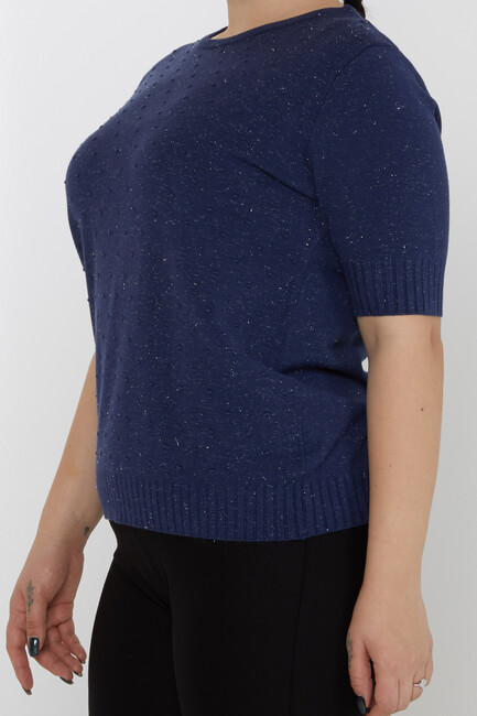 Women's Knitwear Glitter Detailed American Model Navy Blue - 31714 | KAZEE - Thumbnail