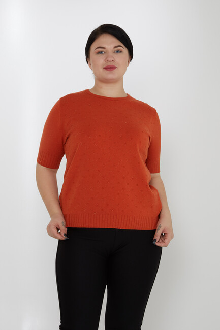 Women's Knitwear Glitter Detailed American Model Orange - 31714 | KAZEE - Thumbnail