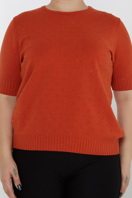 Women's Knitwear Glitter Detailed American Model Orange - 31714 | KAZEE - Thumbnail