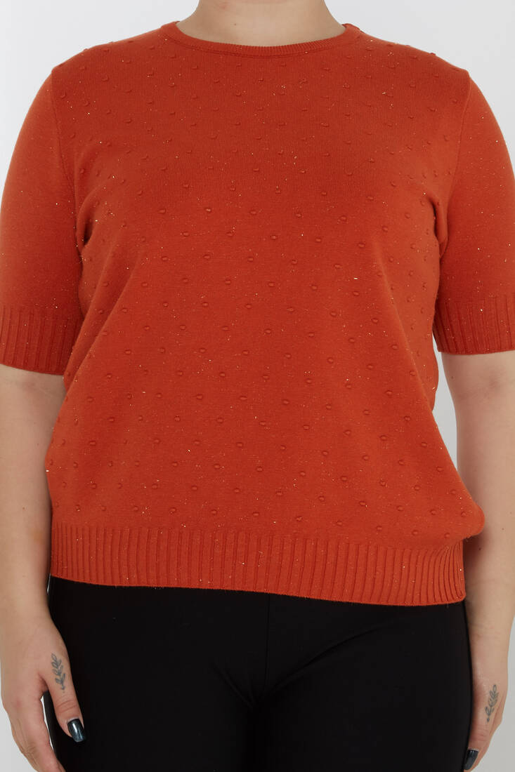 Women's Knitwear Glitter Detailed American Model Orange - 31714 | KAZEE