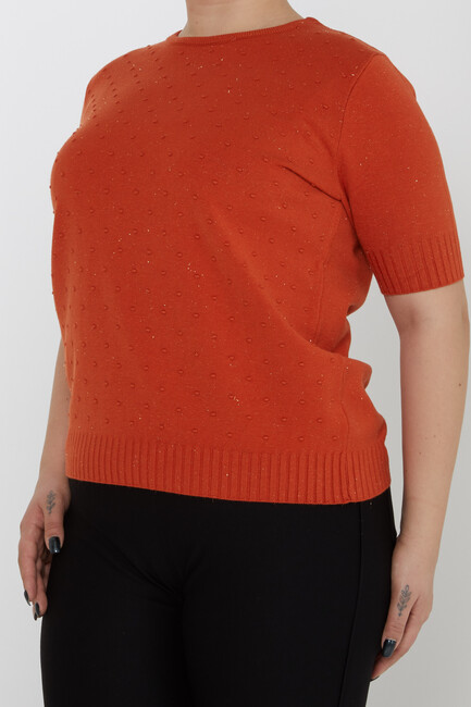 Women's Knitwear Glitter Detailed American Model Orange - 31714 | KAZEE - Thumbnail