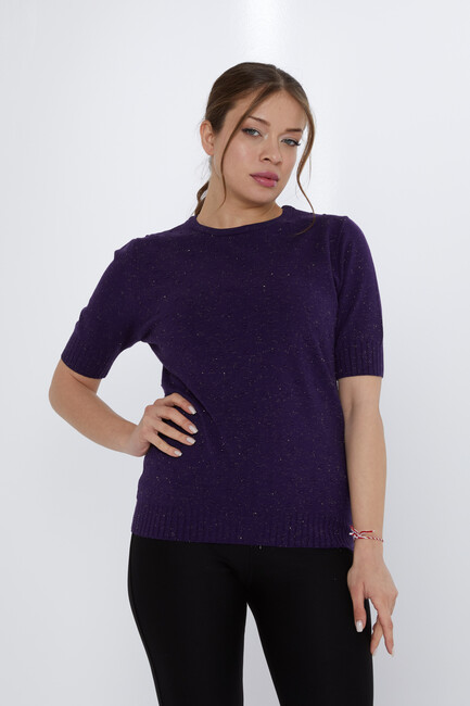 Women's Knitwear Glitter Detail Purple - 31713 | KAZEE - Thumbnail