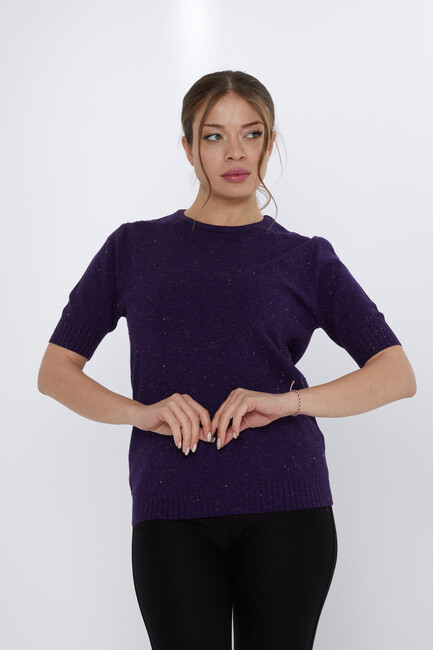 Women's Knitwear Glitter Detail Purple - 31713 | KAZEE - Thumbnail