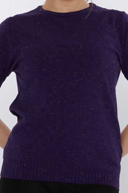 Women's Knitwear Glitter Detail Purple - 31713 | KAZEE - Thumbnail