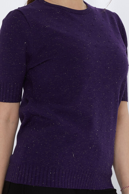 Women's Knitwear Glitter Detail Purple - 31713 | KAZEE - Thumbnail