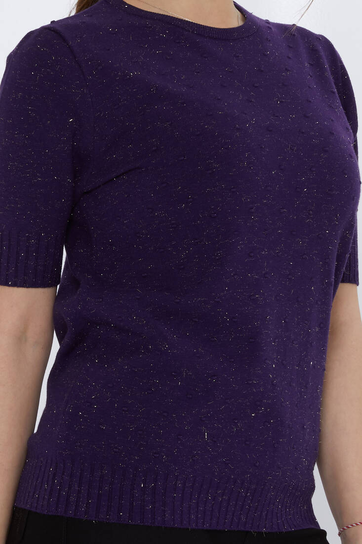 Women's Knitwear Glitter Detail Purple - 31713 | KAZEE