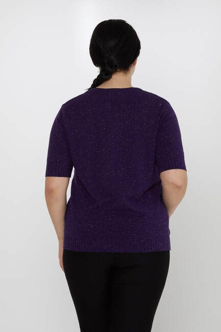 Women's Knitwear Glitter Detailed American Model Purple - 31714 | KAZEE - Thumbnail