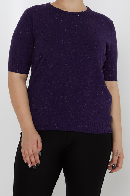 Women's Knitwear Glitter Detailed American Model Purple - 31714 | KAZEE - Thumbnail