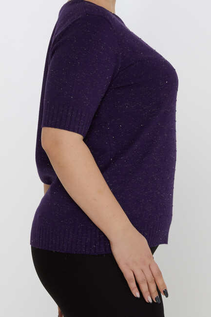 Women's Knitwear Glitter Detailed American Model Purple - 31714 | KAZEE - Thumbnail