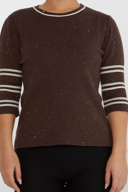 Women's Knitwear Glittery Brown - 31316 | KAZEE - Thumbnail