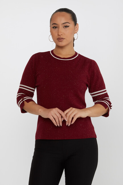 Women's Knitwear Glittery Claret Red - 31316 | KAZEE - Thumbnail