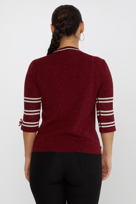 Women's Knitwear Glittery Claret Red - 31316 | KAZEE - Thumbnail