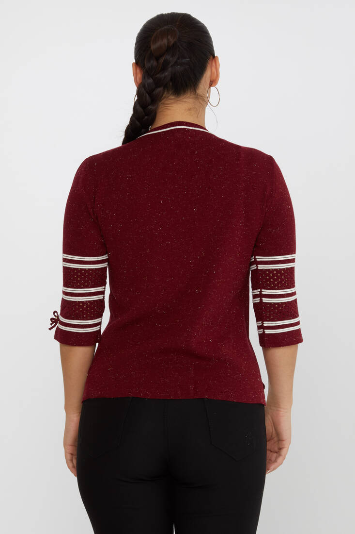 Women's Knitwear Glittery Claret Red - 31316 | KAZEE