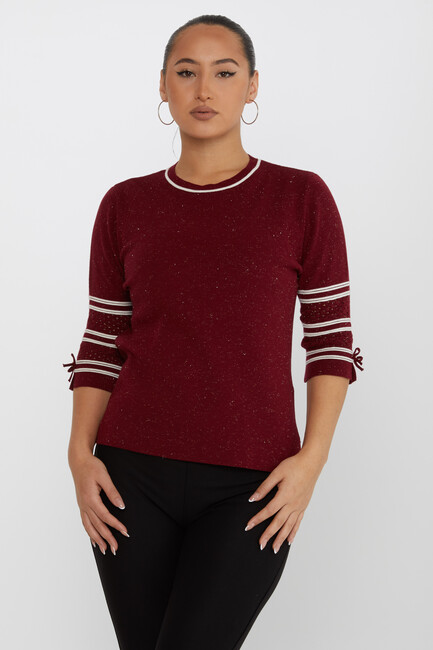 Women's Knitwear Glittery Claret Red - 31316 | KAZEE - Thumbnail