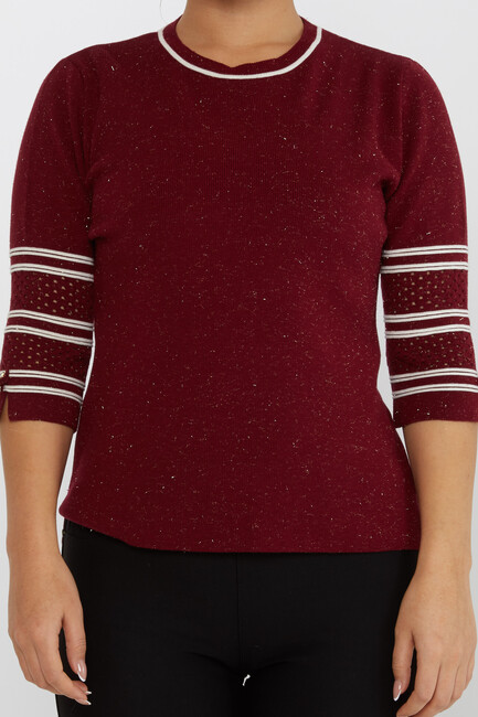 Women's Knitwear Glittery Claret Red - 31316 | KAZEE - Thumbnail