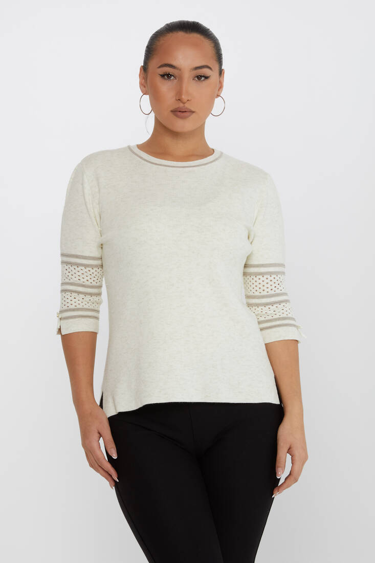 Women's Knitwear Glittery Ecru - 31316 | KAZEE