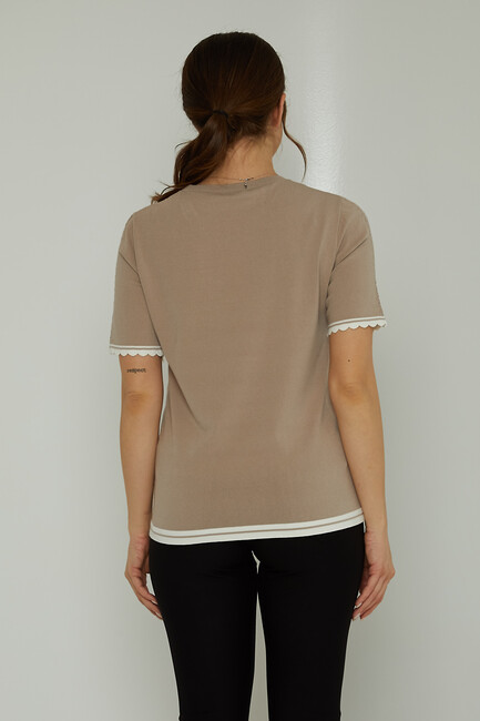 Women's Knitwear Crew Neck Hole Detail Beige - 31762 | KAZEE - Thumbnail