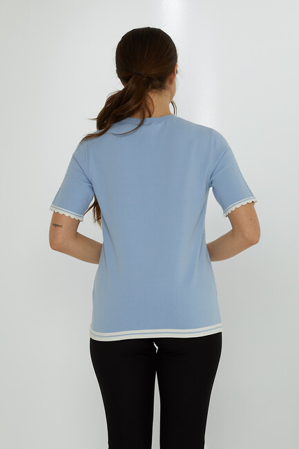 Women's Knitwear Crew Neck Hole Detail Blue - 31762 | KAZEE - Thumbnail