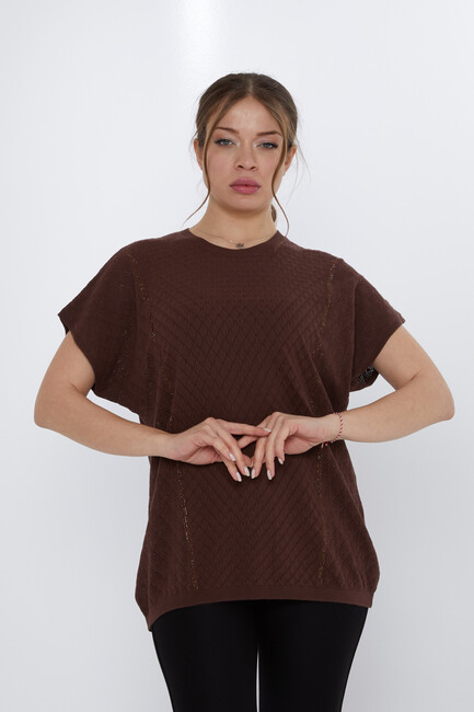 Women's Knitwear Hole Detail Brown - 31761 | KAZEE - Thumbnail