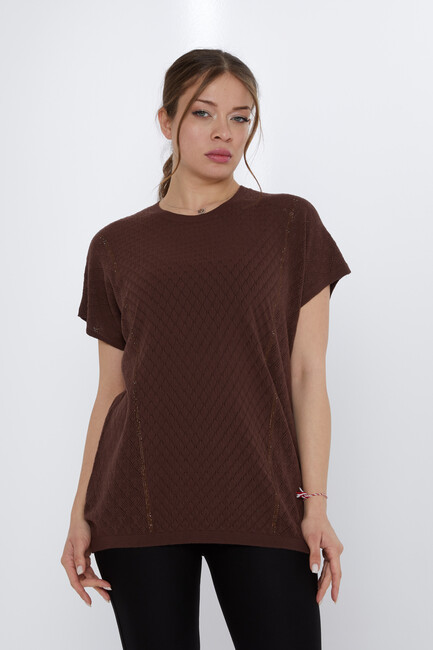 Women's Knitwear Hole Detail Brown - 31761 | KAZEE - Thumbnail