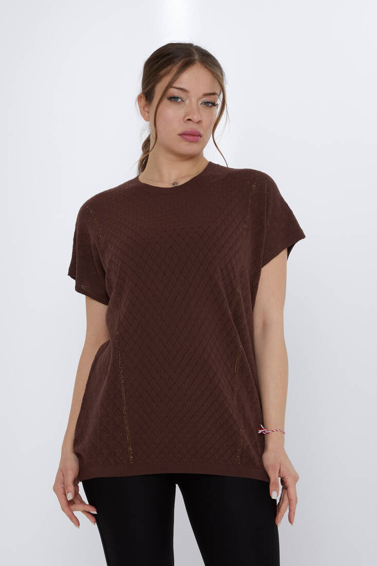 Women's Knitwear Hole Detail Brown - 31761 | KAZEE