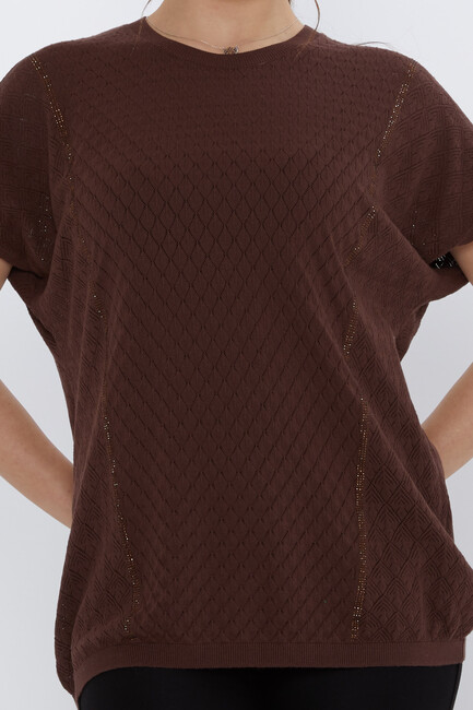 Women's Knitwear Hole Detail Brown - 31761 | KAZEE - Thumbnail