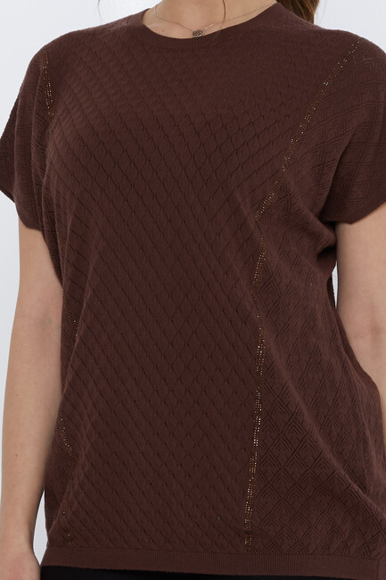 Women's Knitwear Hole Detail Brown - 31761 | KAZEE - Thumbnail